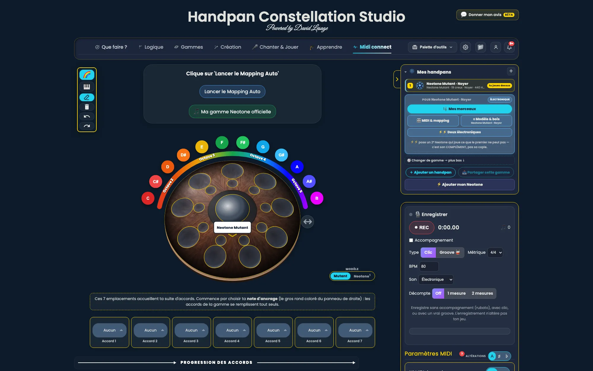 Handpan Constellation Studio · l’application — 4