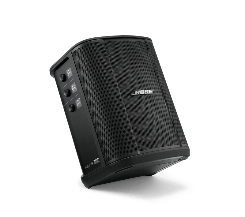 The Bose S1 Pro+ in its tilted monitor position